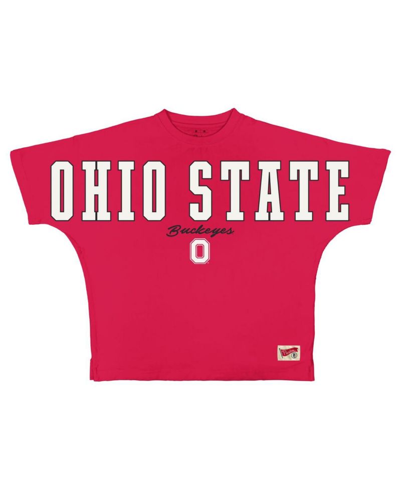 Women's Scarlet Ohio State Buckeyes Flannigan Oversized T-Shirt