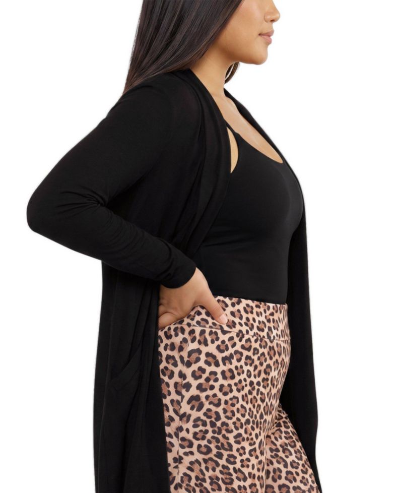 Plus Size Shawl-Collar Rayon-Blend Cardigan