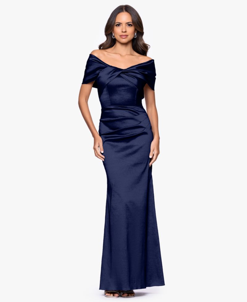 Women's Off-The-Shoulder Ruched Long Gown
