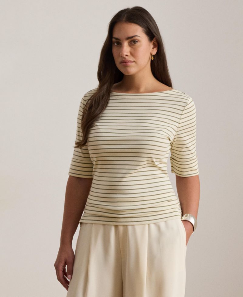 Women's Striped Boat Neck Top