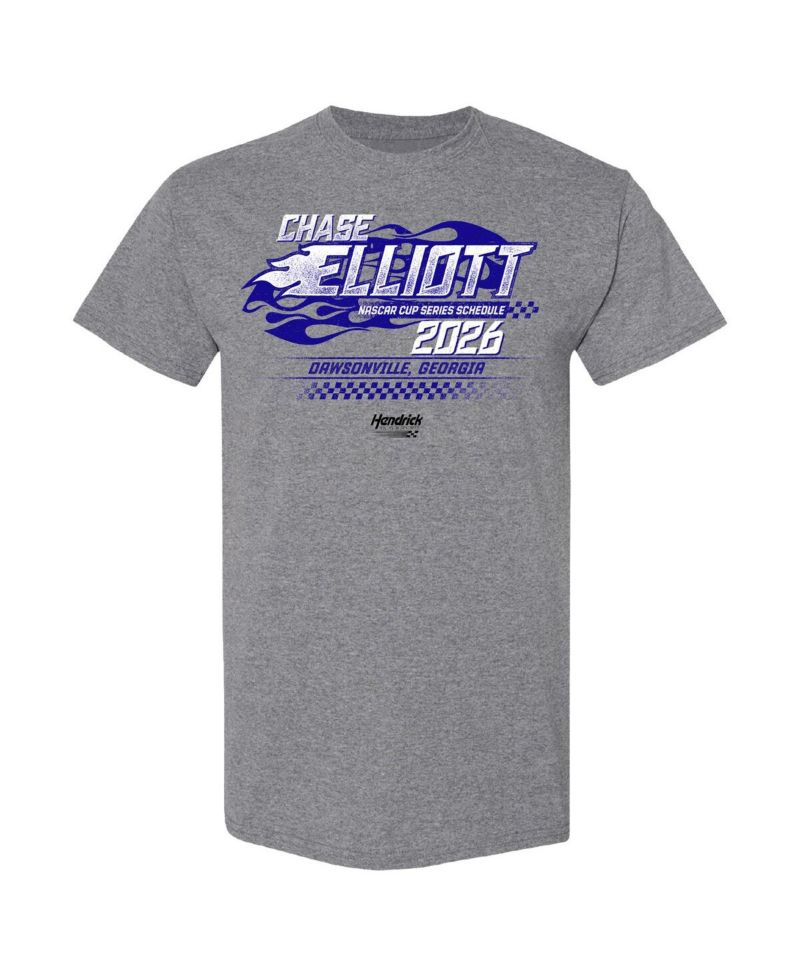 Men's Heather Charcoal Chase Elliott 2026 NASCAR Schedule T-Shirt