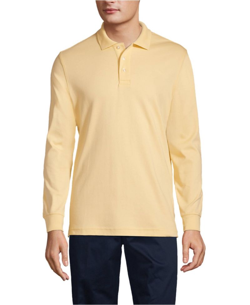 Men's School Uniform Long Sleeve Interlock Polo Shirt