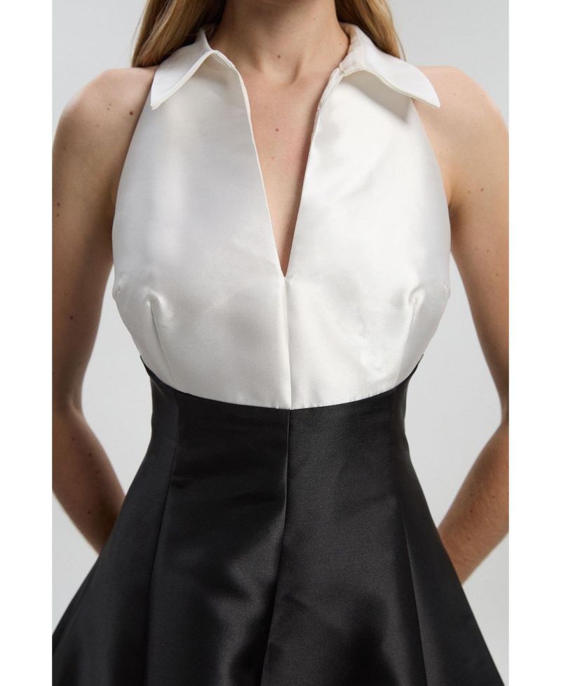 Women's Twill Contrast Tux Tailored Dress