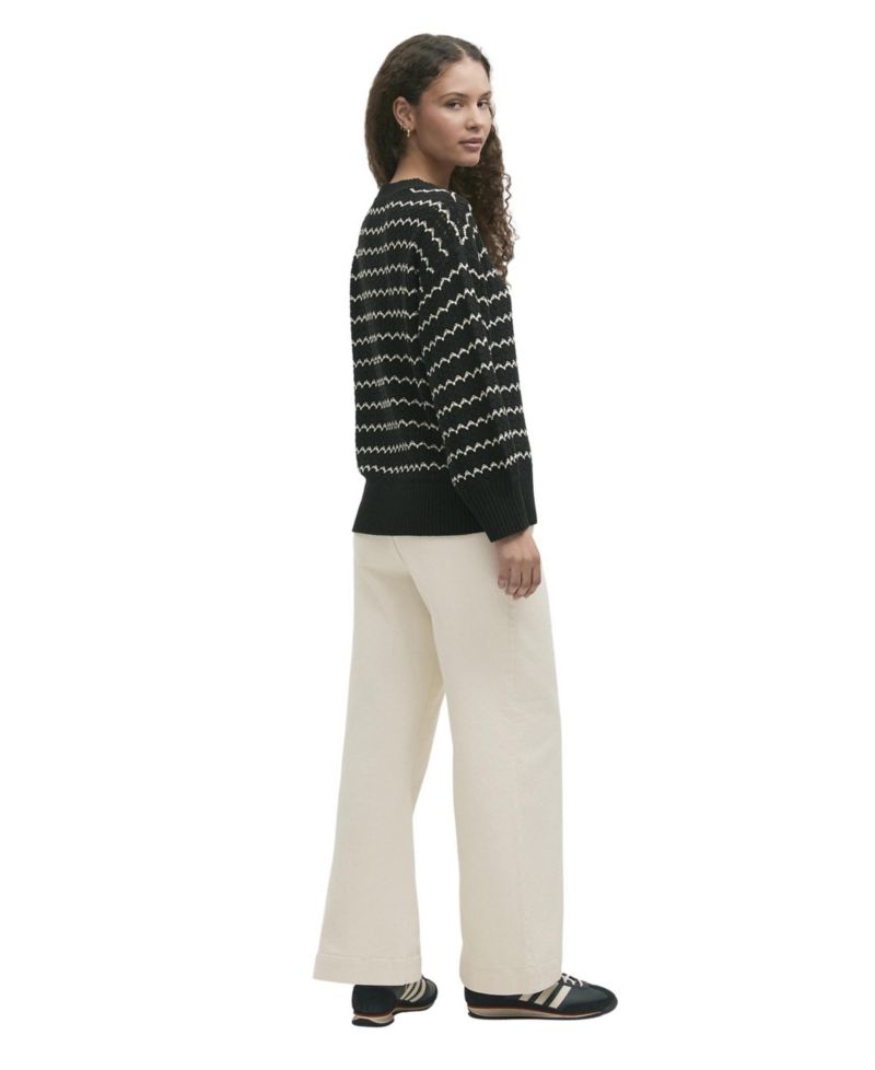 Women's Sansa Crochet Striped Long-Sleeve Sweater