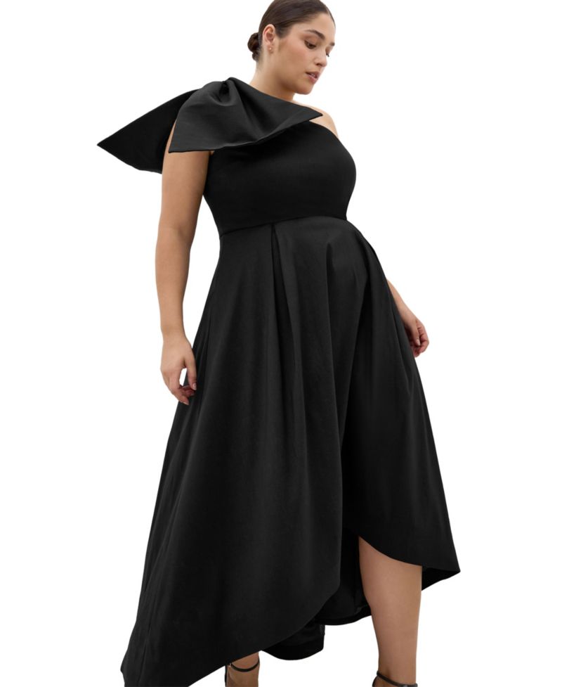 Plus Size Captivate One-Shoulder Fit & Flare Hi-Lo Dress