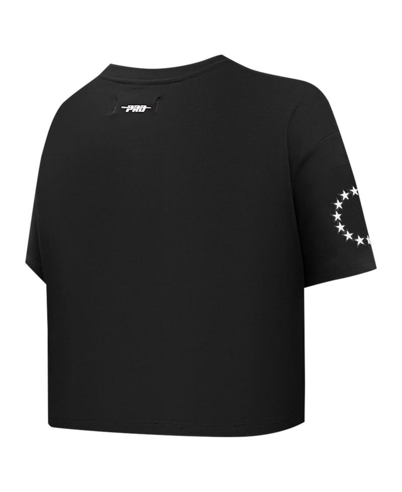 Women's Black Philadelphia 76ers Jewels Boxy Cropped T-Shirt