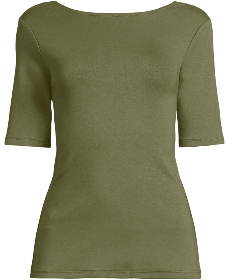 Women's Elbow Sleeve Polished Essentials High Neck Low Back Top