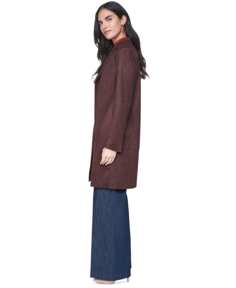 Women's Scuba Suede Topper Open-Front Faux Suede Jacket