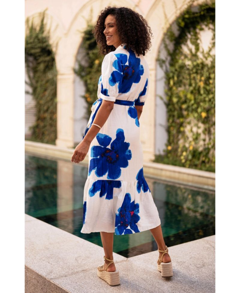Women's Scattered Floral Shirt Dress