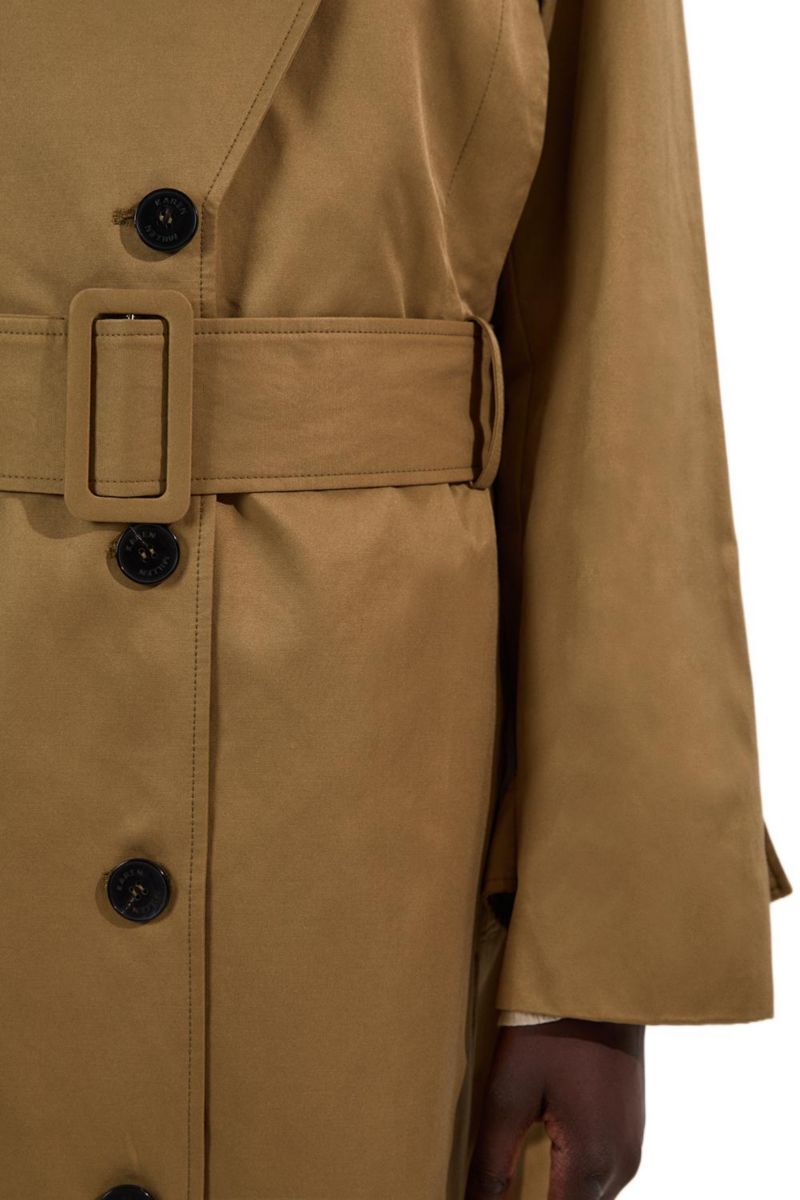 Women's Strong Shoulder Belted Maxi Trench Coat
