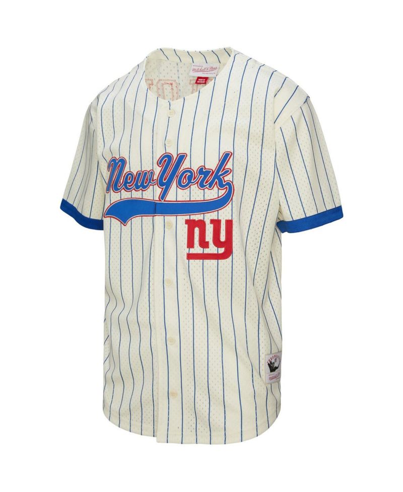 Men's Lawrence Taylor Cream New York Giants Name & Number Mesh Button-Up Baseball Jersey