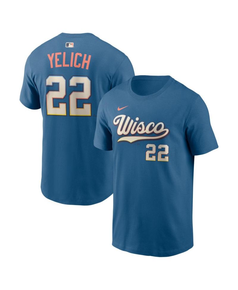 Men's Christian Yelich Mineral Blue Milwaukee Brewers 2026 City Connect Name & Number T-Shirt