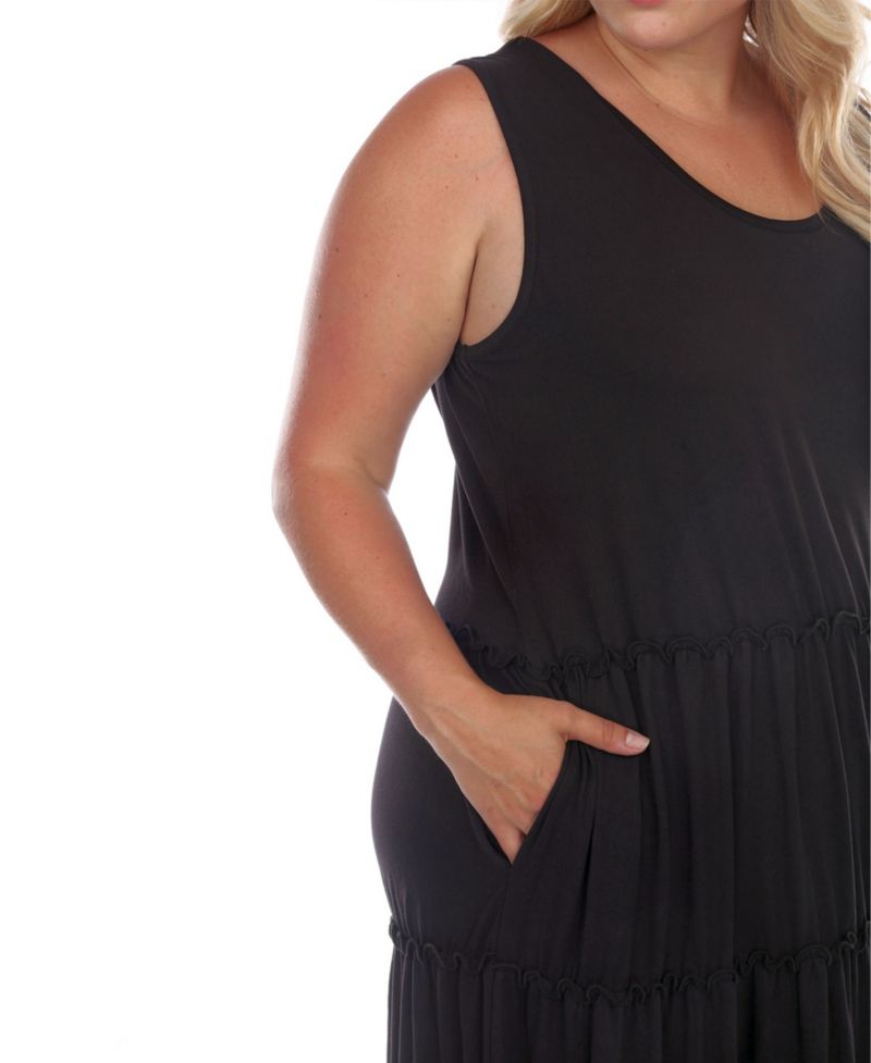 Plus Size Scoop Neck Tiered Midi Dress