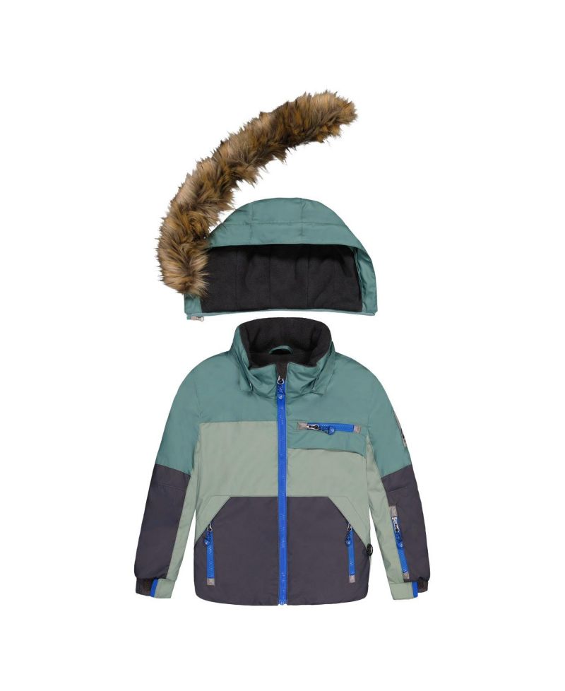 Little and Big Boy 6-14 Two Piece Play Snowsuit Colorblock with Camouflage Pants