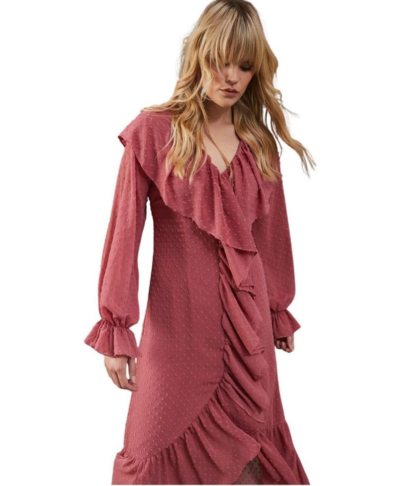 Women's Dobby Chiffon Midi Dress