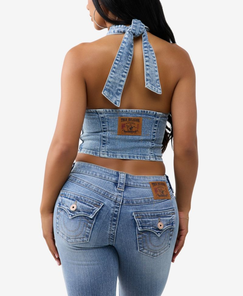 Women's Graphic Denim Halter Top