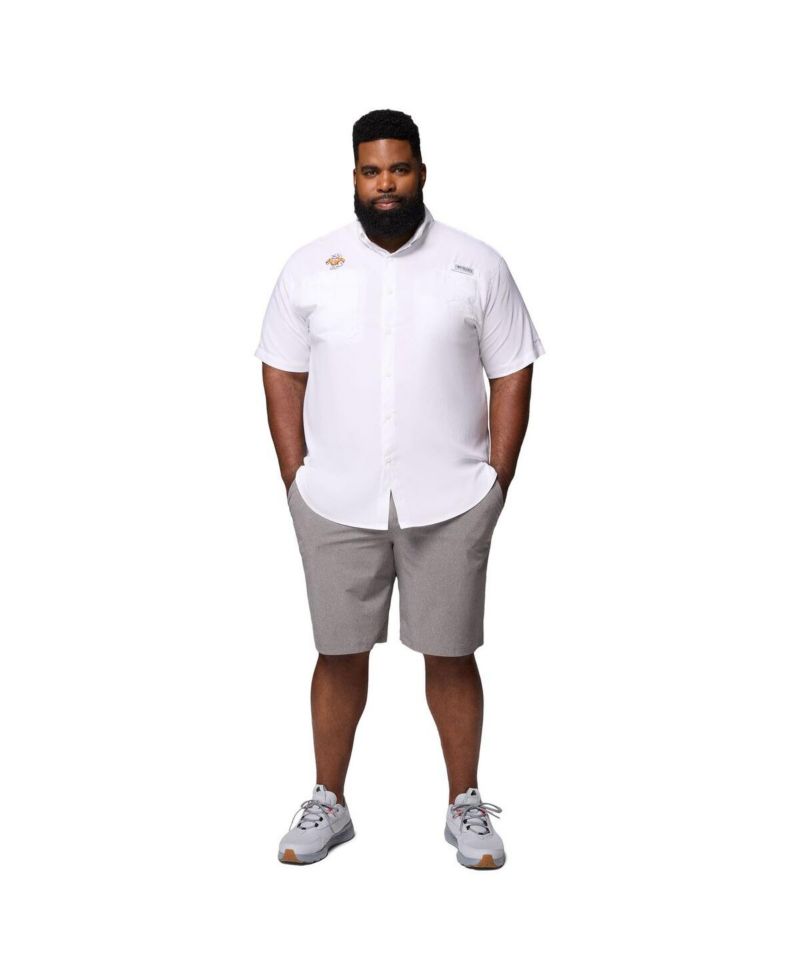 Men's White Tennessee Volunteers Big & Tall Tamiami Omni-Shade Button-Down Shirt