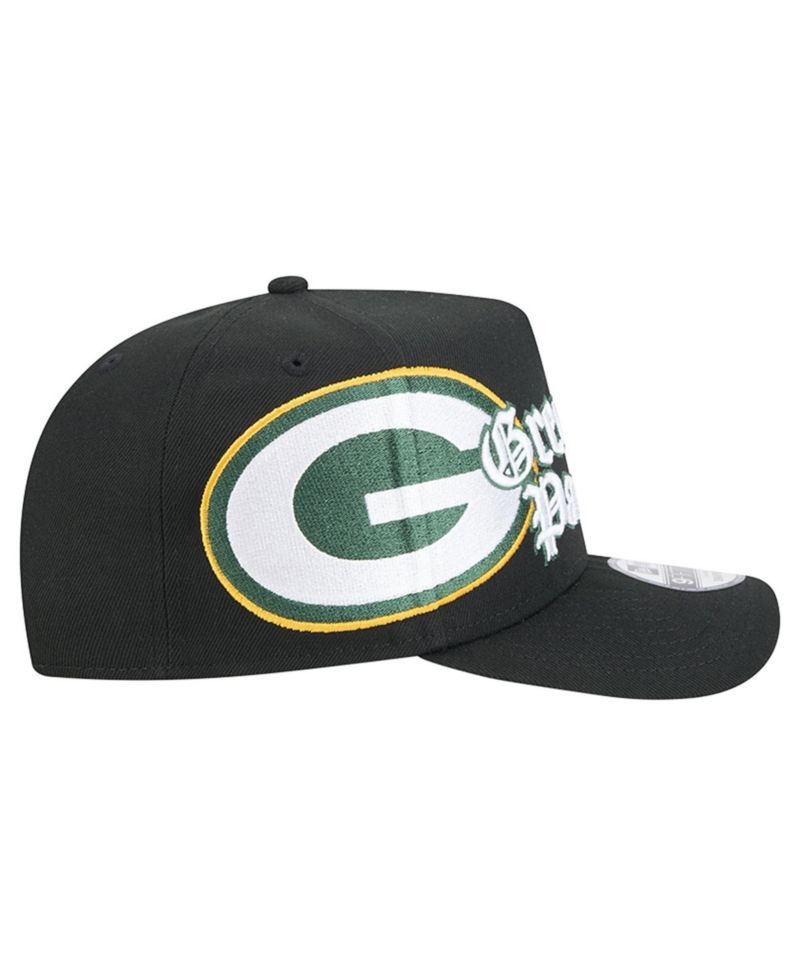 Men's Black Green Bay Packers Proud A-Frame 9FIFTY Snapback Hat