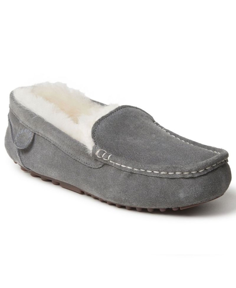 Dearfoams Women's Fireside Mel Genuine Shearling Moccasin Slipper