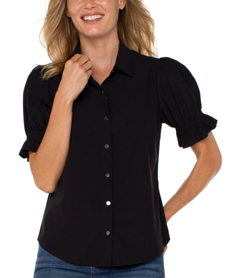 Petite Puffed-Sleeve Top