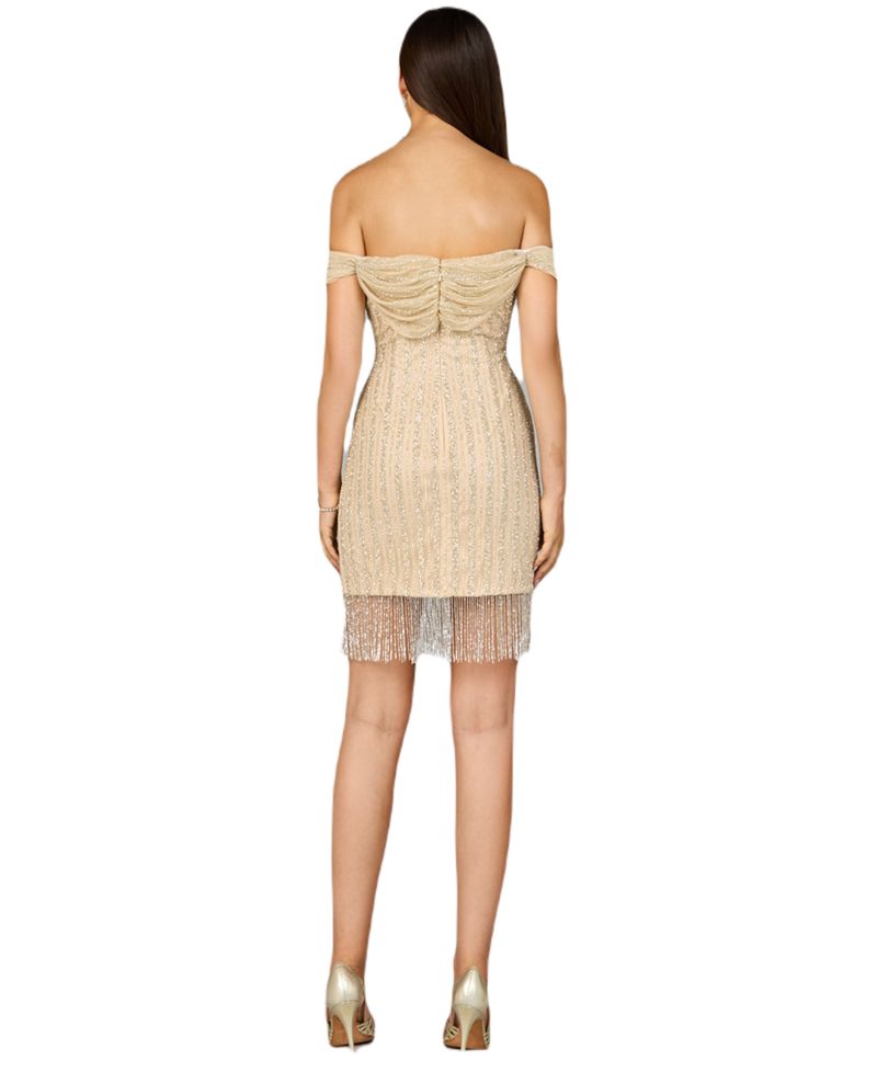 Women's Off Shoulder Fringe Wrap Dress