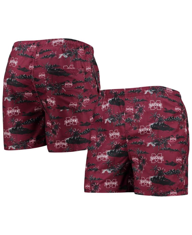 Men's Maroon Mississippi State Bulldogs Island Palm Swim Trunks