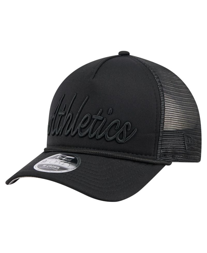Men's Black Athletics City Initial 9FORTY A-Frame M-Crown Adjustable Trucker Hat