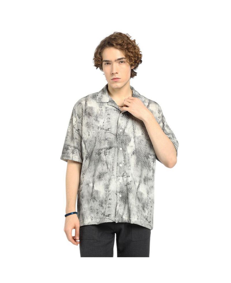 Men's Faded Woven Oversized Shirt