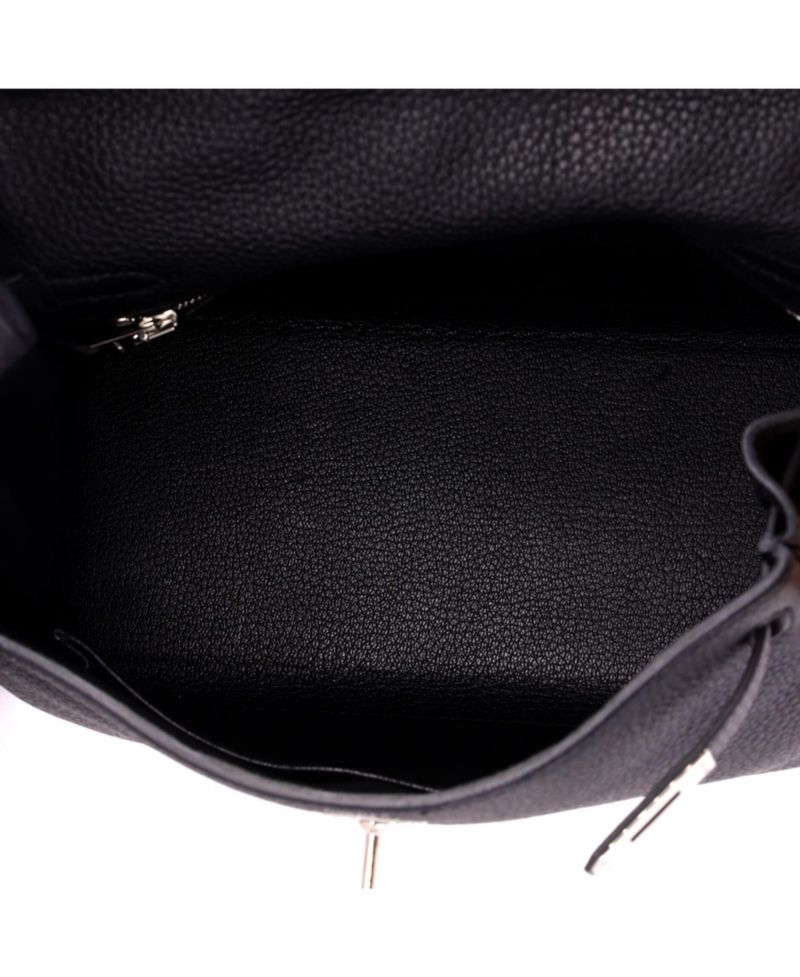 Kelly 25 Handbag Black Togo with Palladium Hardware