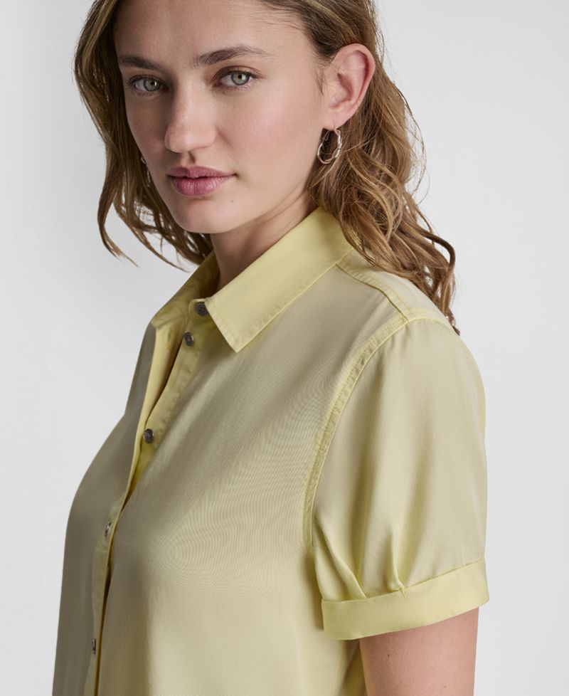 Petite Rolled Short-Sleeve Button-Up Shirt