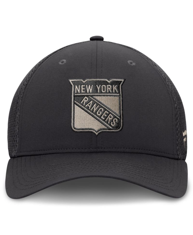 Men's Charcoal New York Rangers Road Meshback Stretch Hat
