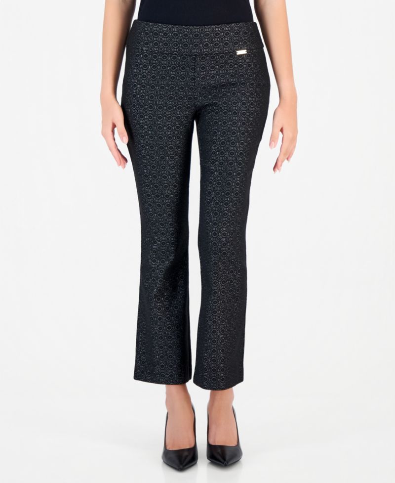Petite Jacquard Pull-On Bootcut Pants