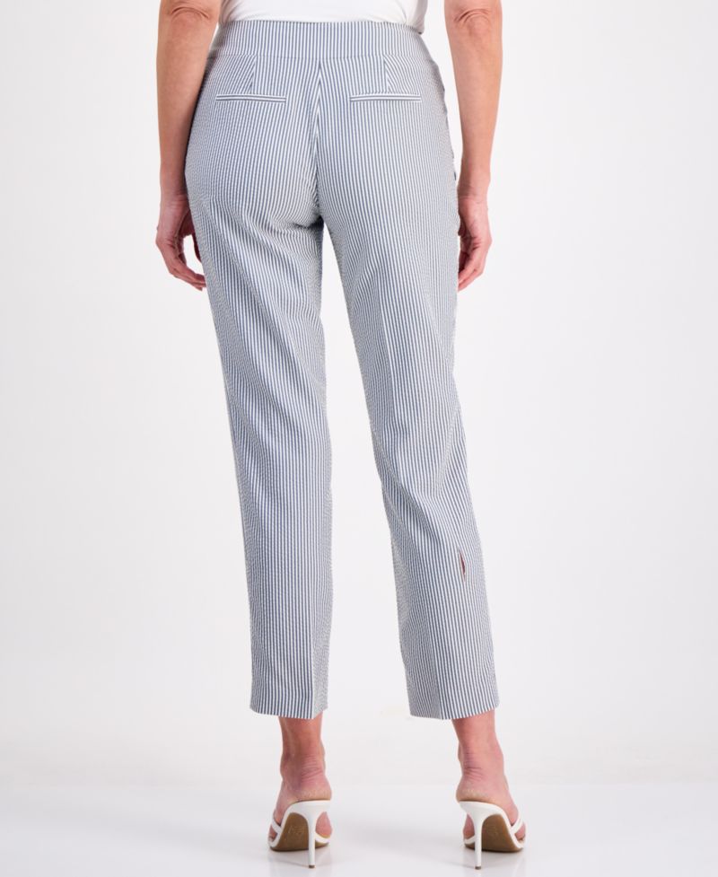 Women's Long-Sleeve Seersucker 2 Piece Pantsuit