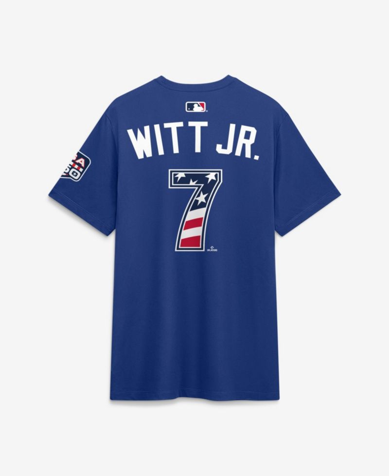 Men's 2026 All-Star Game American League Bobby Witt Jr. Rush Blue Name & Number T-Shirt