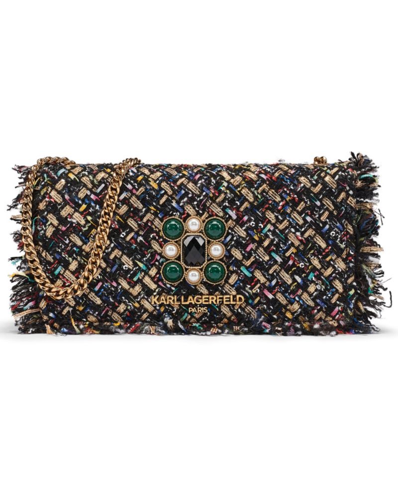 Kosette Tweed Chain-Strap Evening Crossbody Handbag