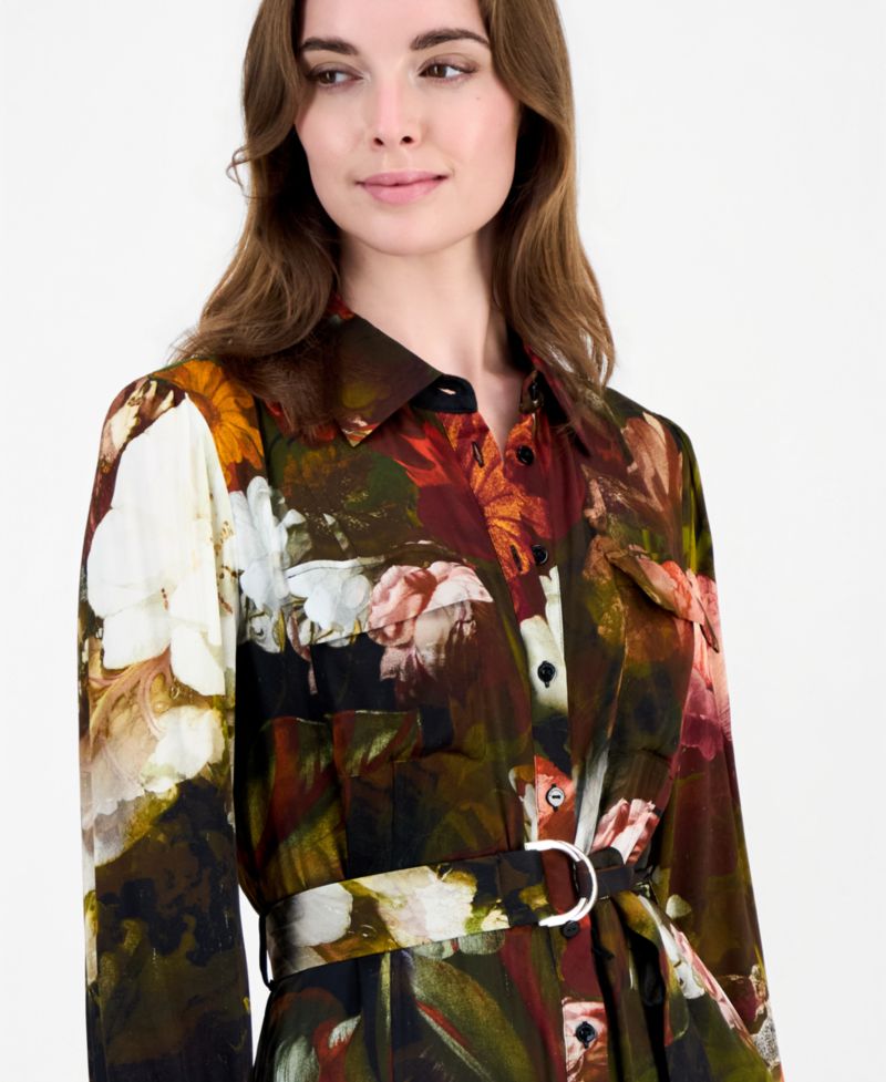 Women's Mika Long-Sleeve Floral-Print Midi Dress