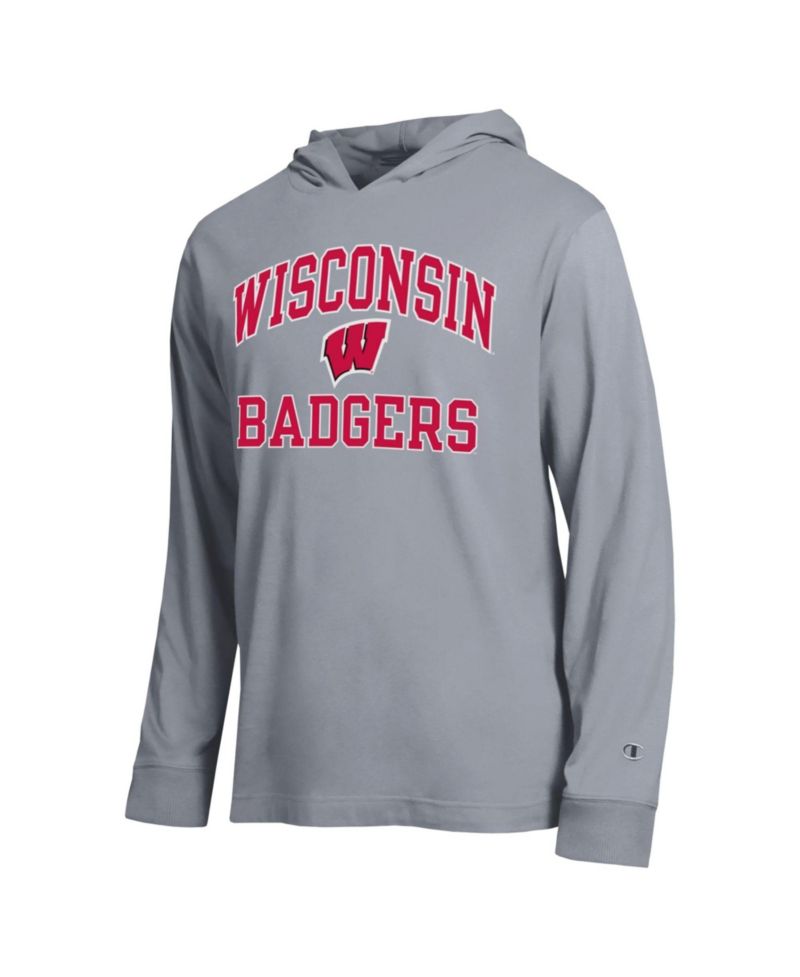 Men's Heather Gray Wisconsin Badgers High Motor All-Star Long Sleeve Hooded Sweatshirt