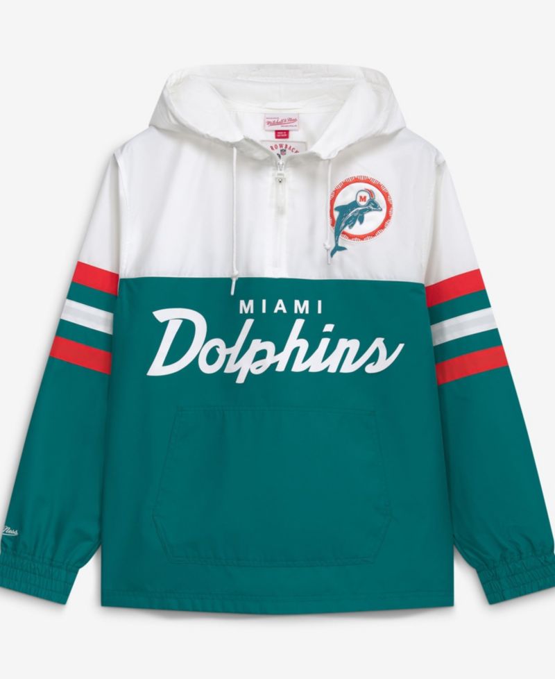 Men's Aqua Miami Dolphins Head Coach Anorak Quarter-Zip Windbreaker Jacket