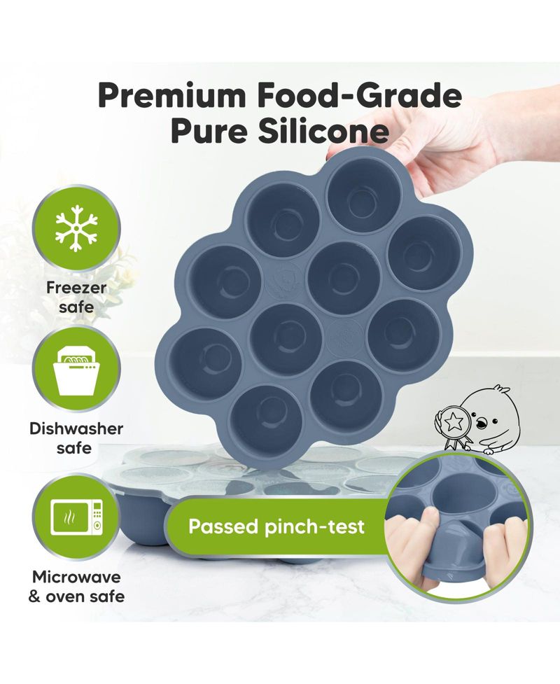 Prep Silicone Baby Food Freezer Tray with Clip-on Lid, 2oz x 10 Silicone Freezer Molds, BPA-Free Baby Food Storage