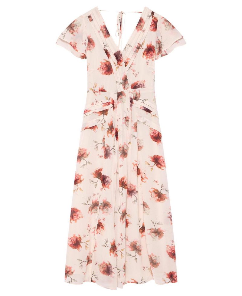 Women's Soft Bloom Floral-Print V-Neck Midi Dress
