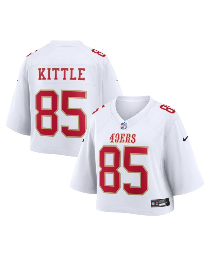 Women's George Kittle White San Francisco 49ers Cropped Fashion Game Jersey