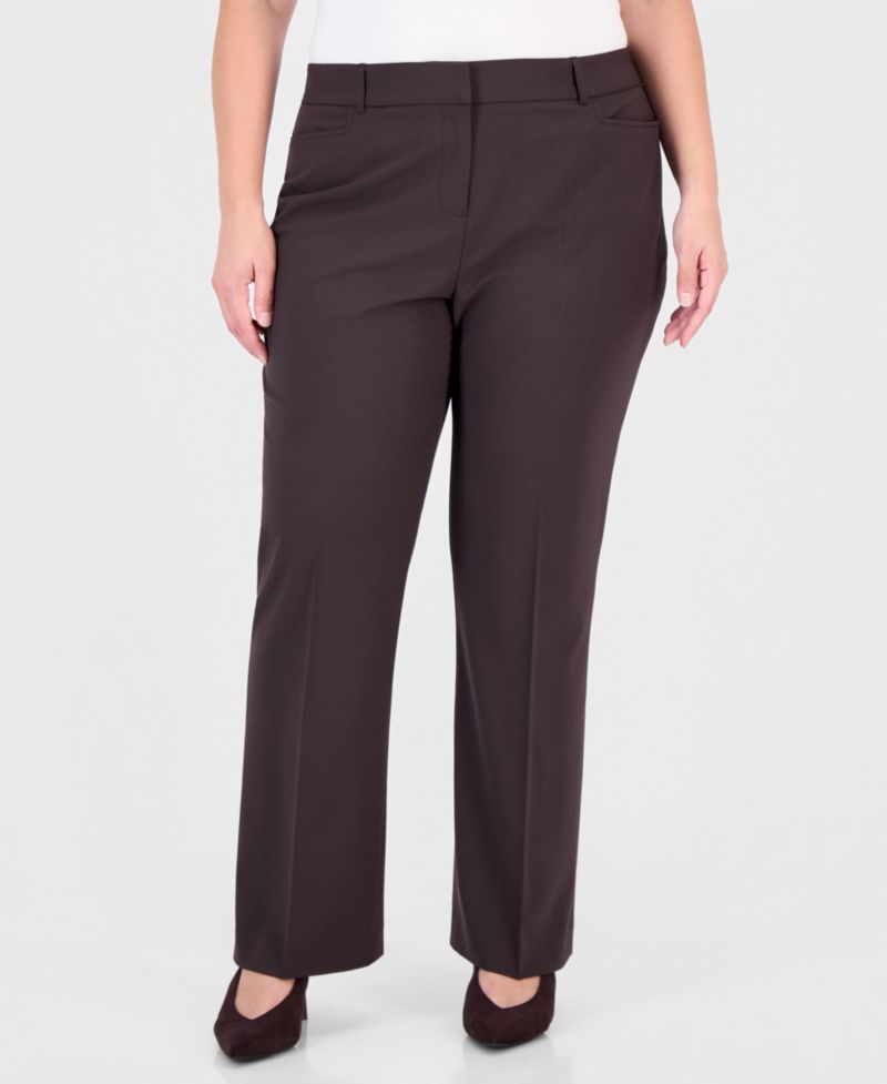 Plus Size Bird Eye Flare Mid-Rise Pants