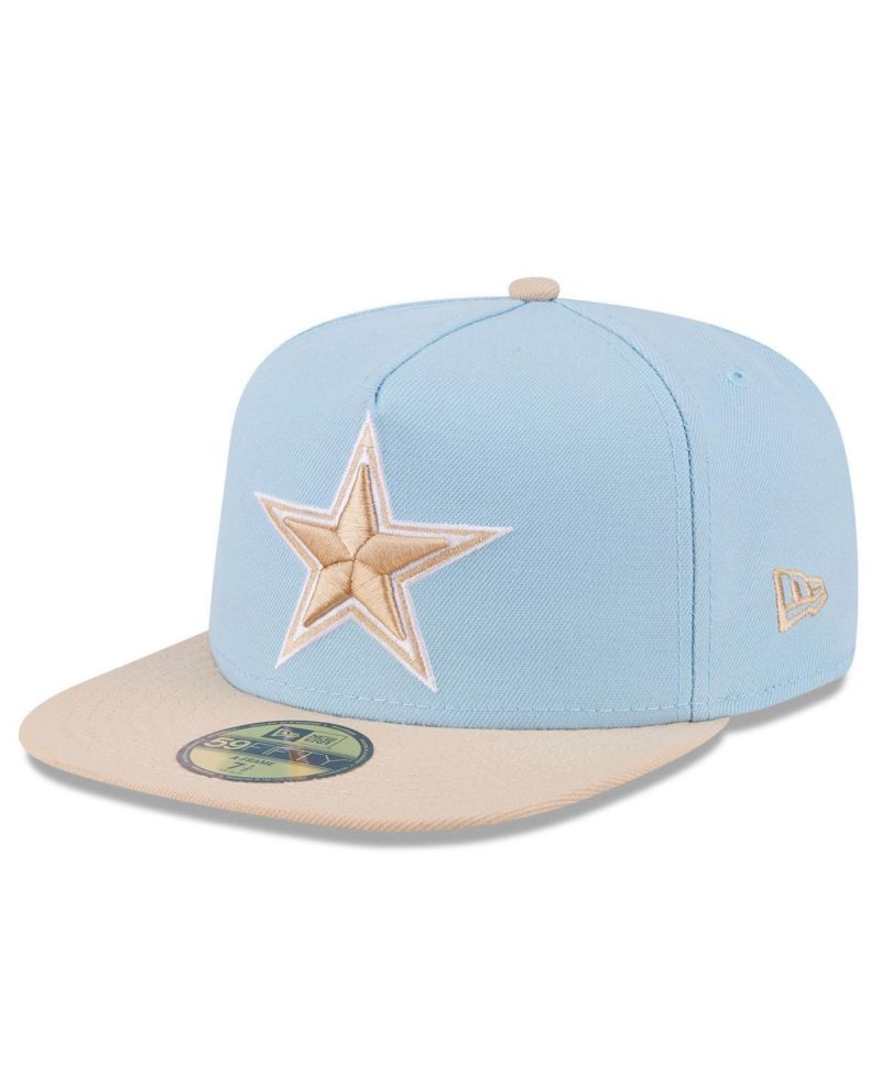 Men's Light Blue/Light Beige Dallas Cowboys Two-Tone Color Pack A-Frame 59FIFTY Fitted Hat