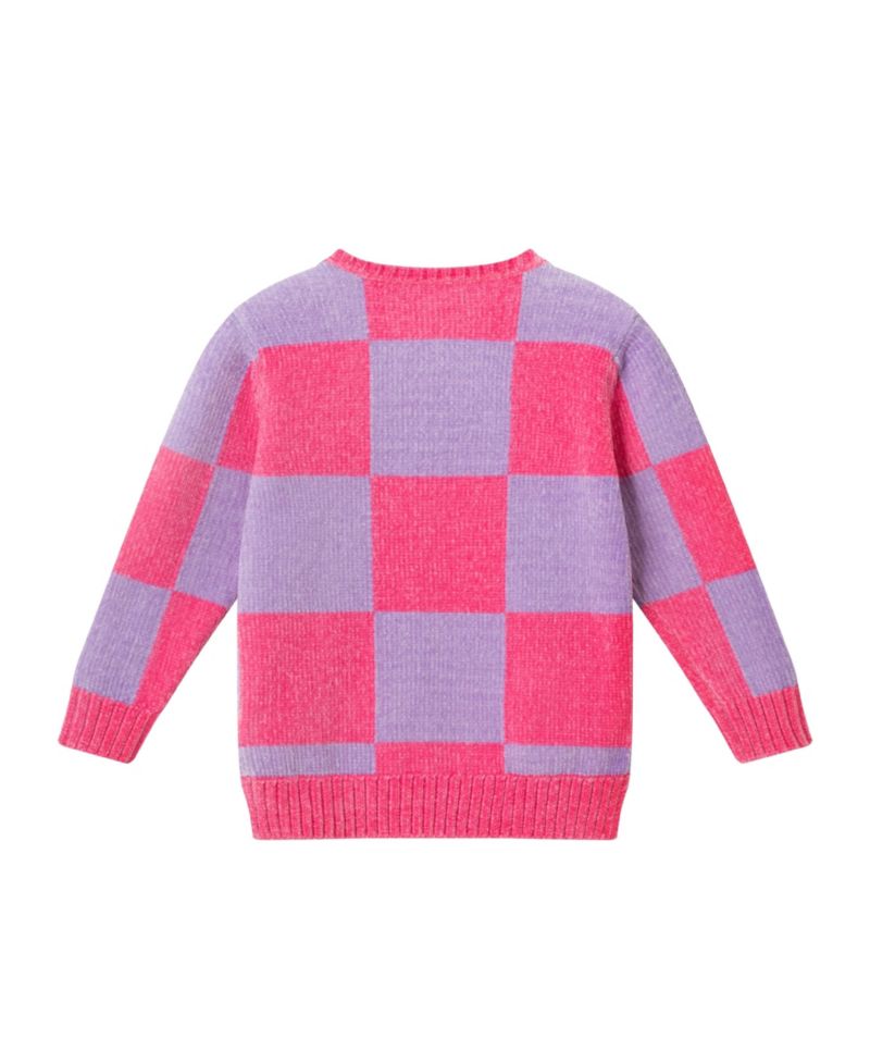 Toddler/Child Girls Pink Checkered Sweater