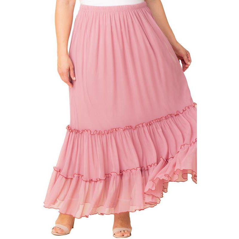 Plus Size Isla Tiered Mesh Maxi Skirt
