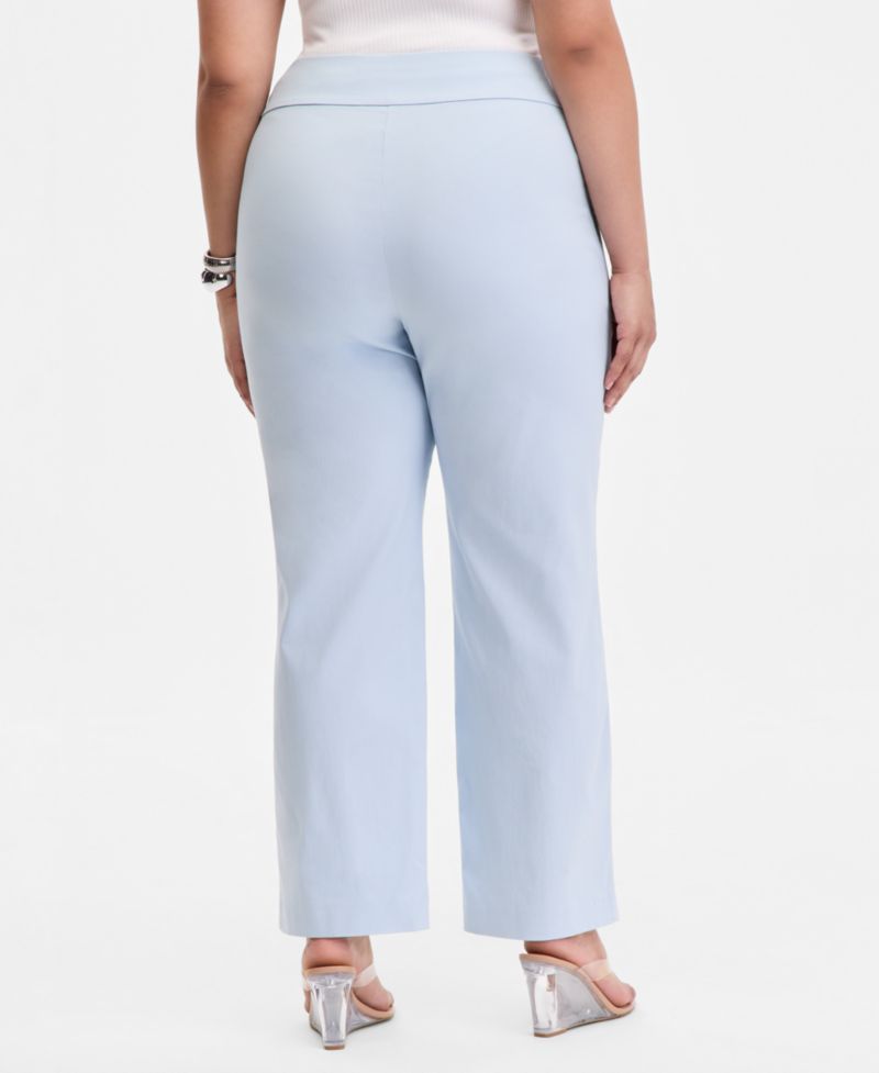 Plus Size Mid-Rise Pull-On Straight-Leg Pants