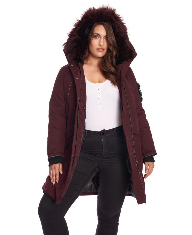 Plus Size Laurentian Long Winter Parka with Faux Fur Hood