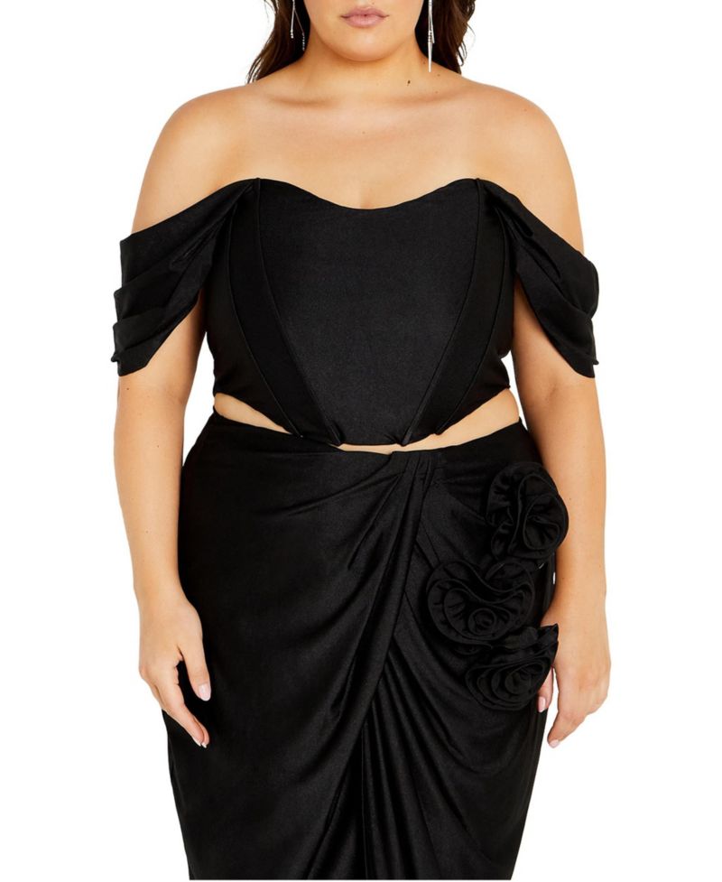 Plus Size Fleur Off Shoulder Fitted Corset