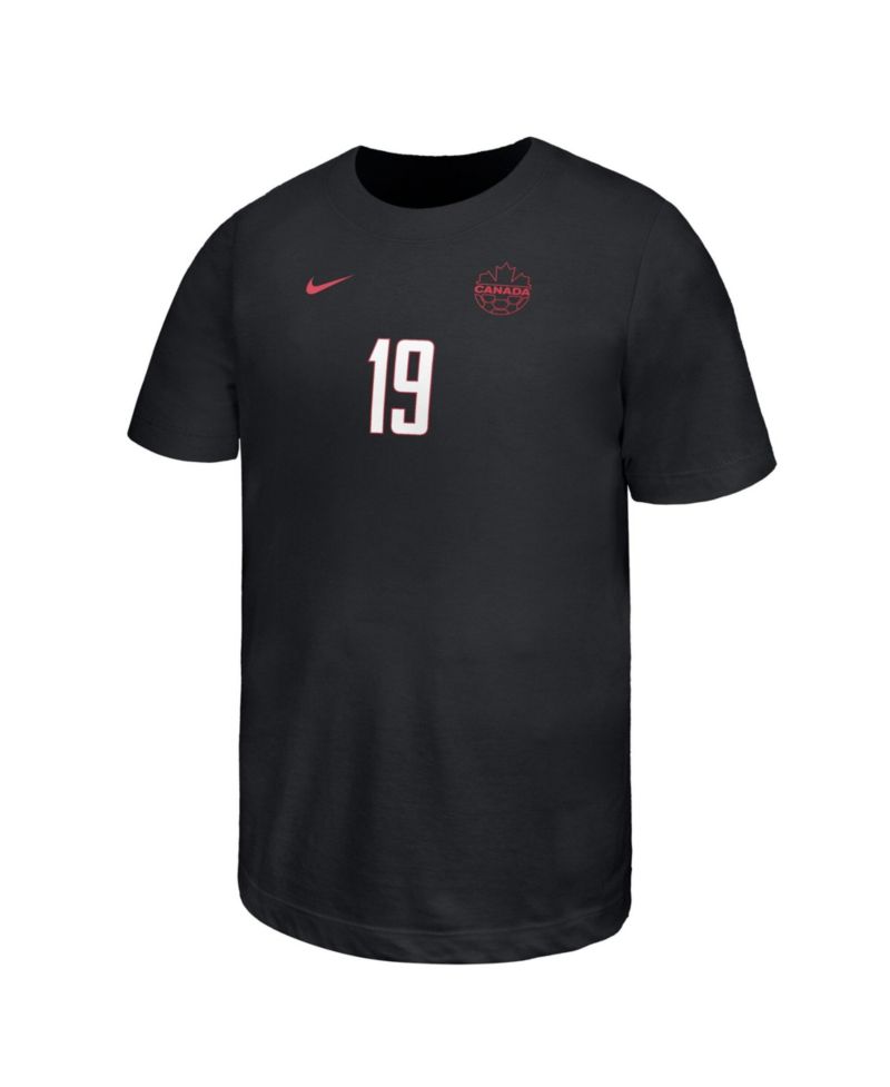 Big Boys and Girls Alphonso Davies Black Canada Soccer Away Player Name & Number T-Shirt