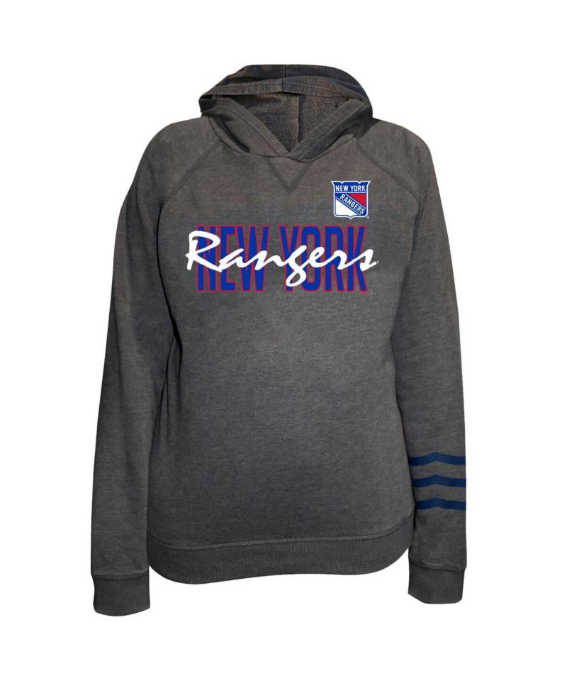Women's Charcoal New York Rangers Plus Size Lightweight Fleece Raglan Pullover Hoodie